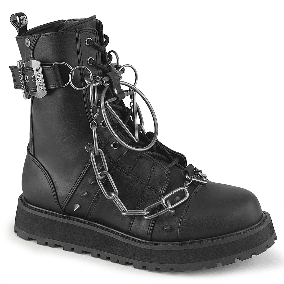 Demonia Valor-204 - Blk Vegan Leather