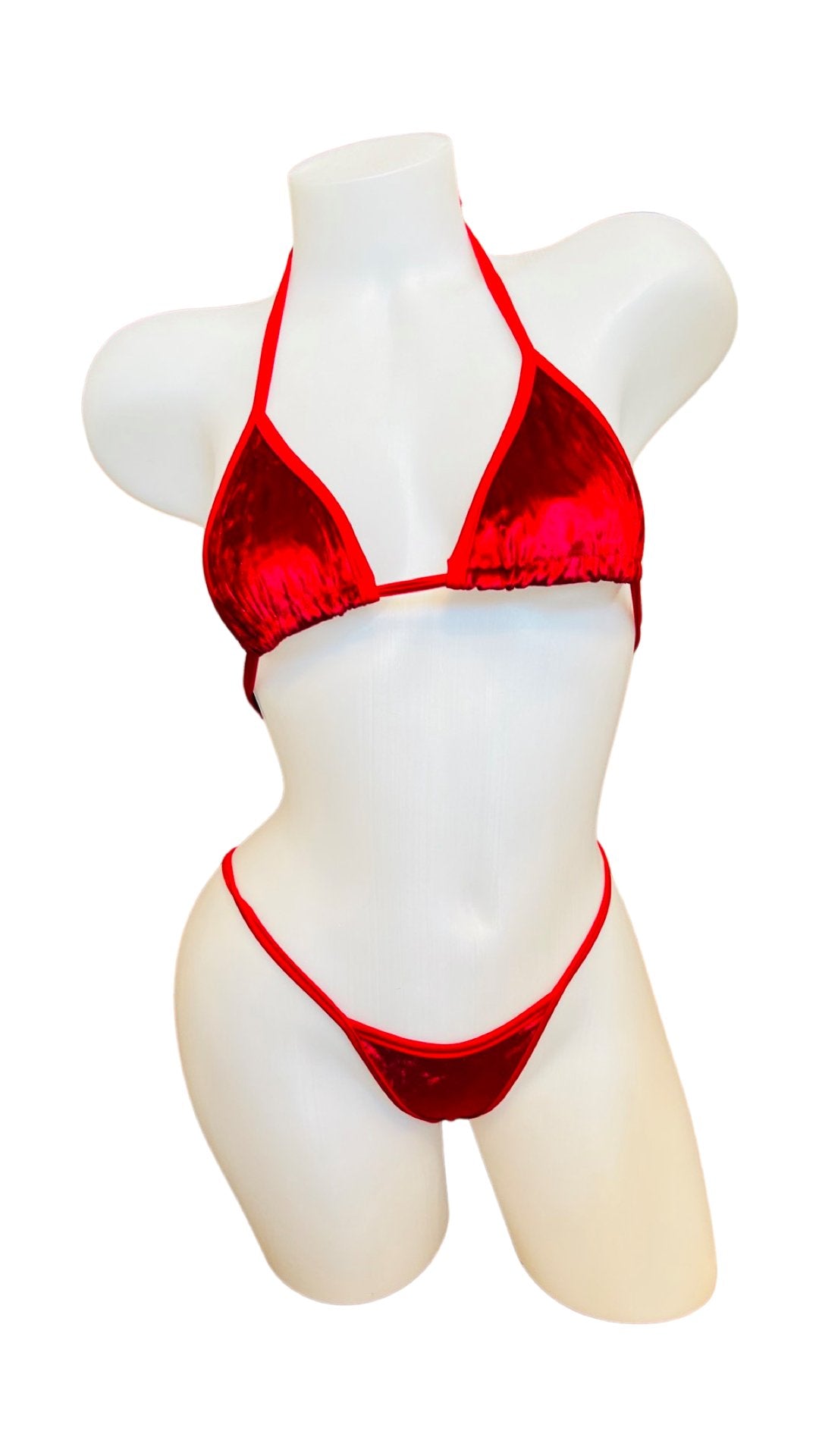 Velvet Bikini Set Red - Model Express VancouverLingerie