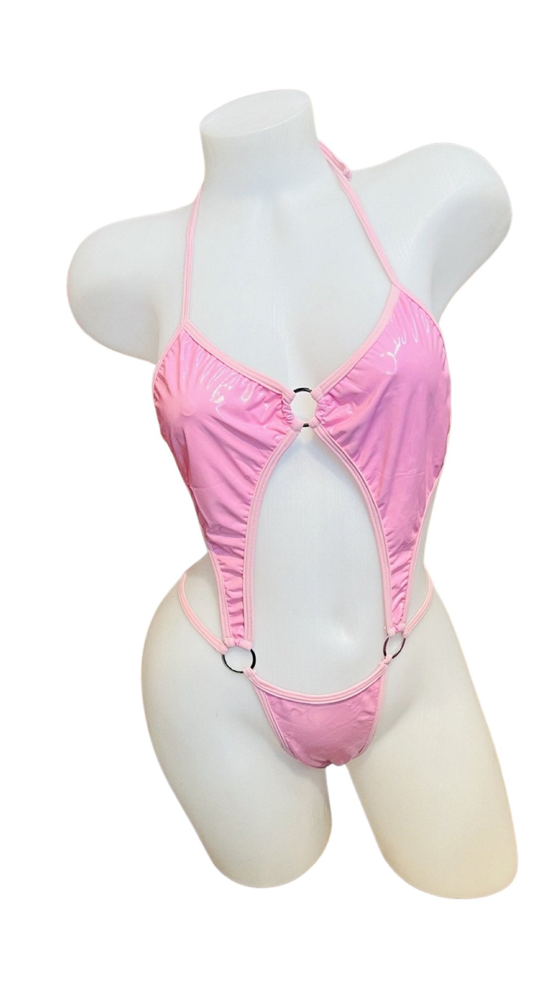 Vinyl Cutout Bodysuit Baby Pink - Model Express VancouverLingerie