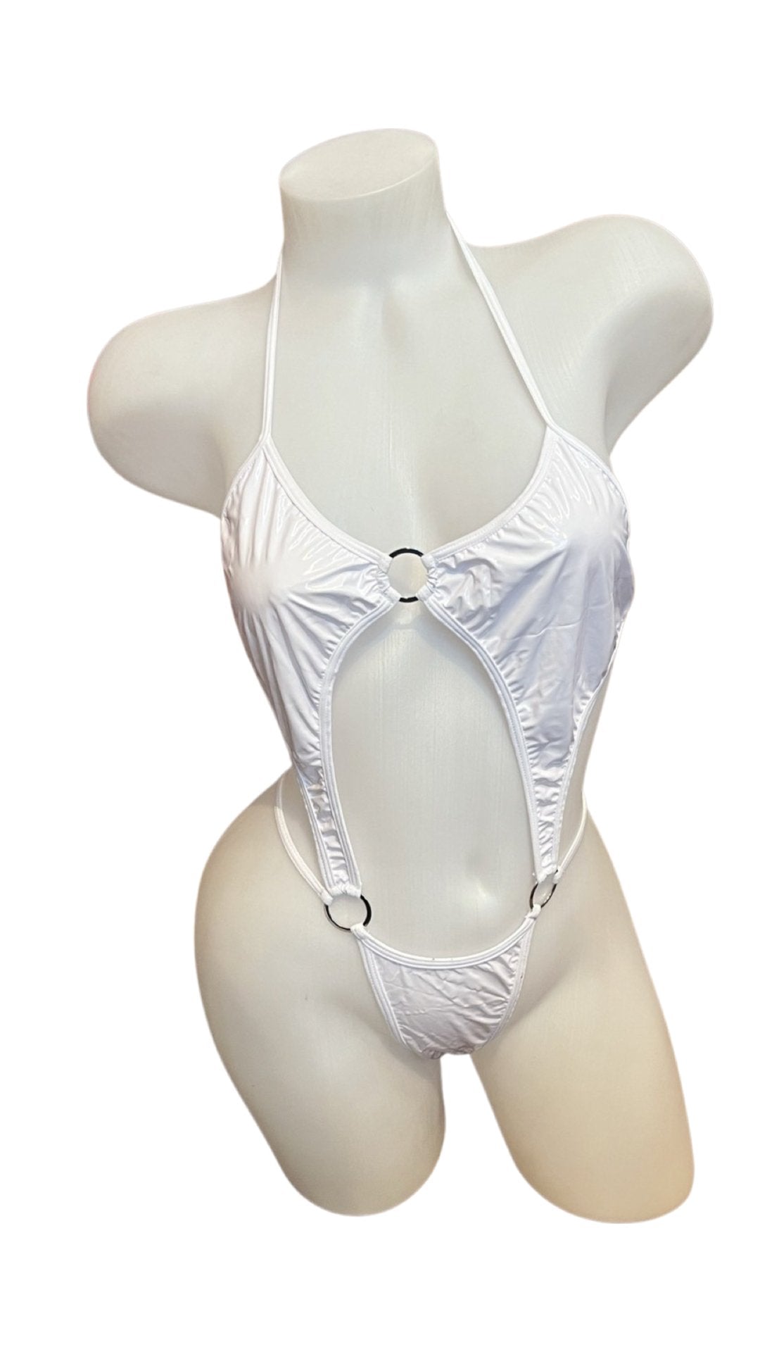 Vinyl Cutout Bodysuit White - Model Express VancouverLingerie