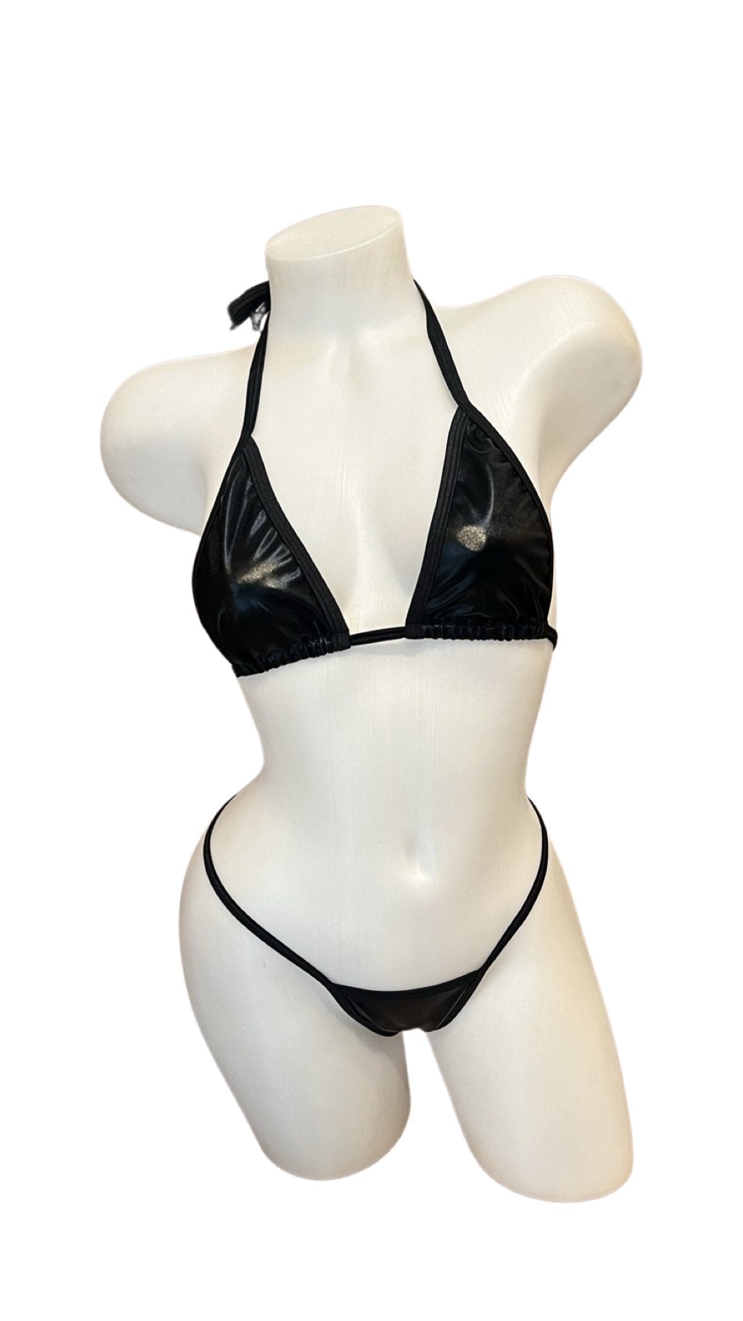 Wet Look 3 Pc Bikini Set Black - Model Express VancouverBikini