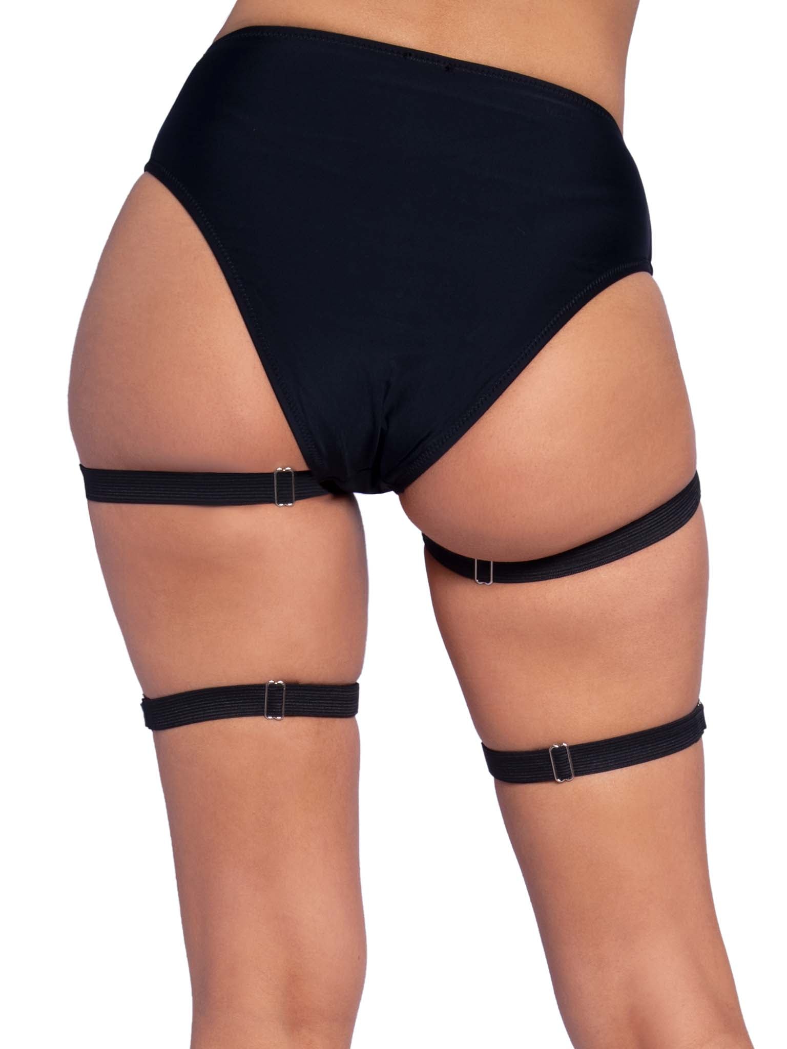 Wet Look Dual Strap Studded Garters - Model Express VancouverHosiery