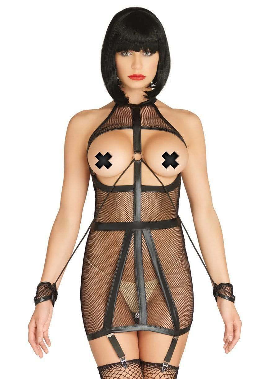 Wet Look Fishnet Open Cup Dress - Model Express VancouverLingerie