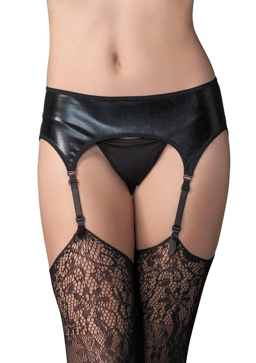 Wet Look Garter Belt Black - Model Express VancouverHosiery