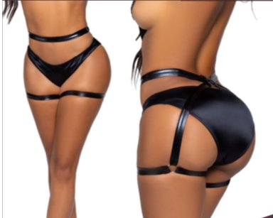 Wet Look O-Ring Butt Harness Black - Model Express VancouverLingerie