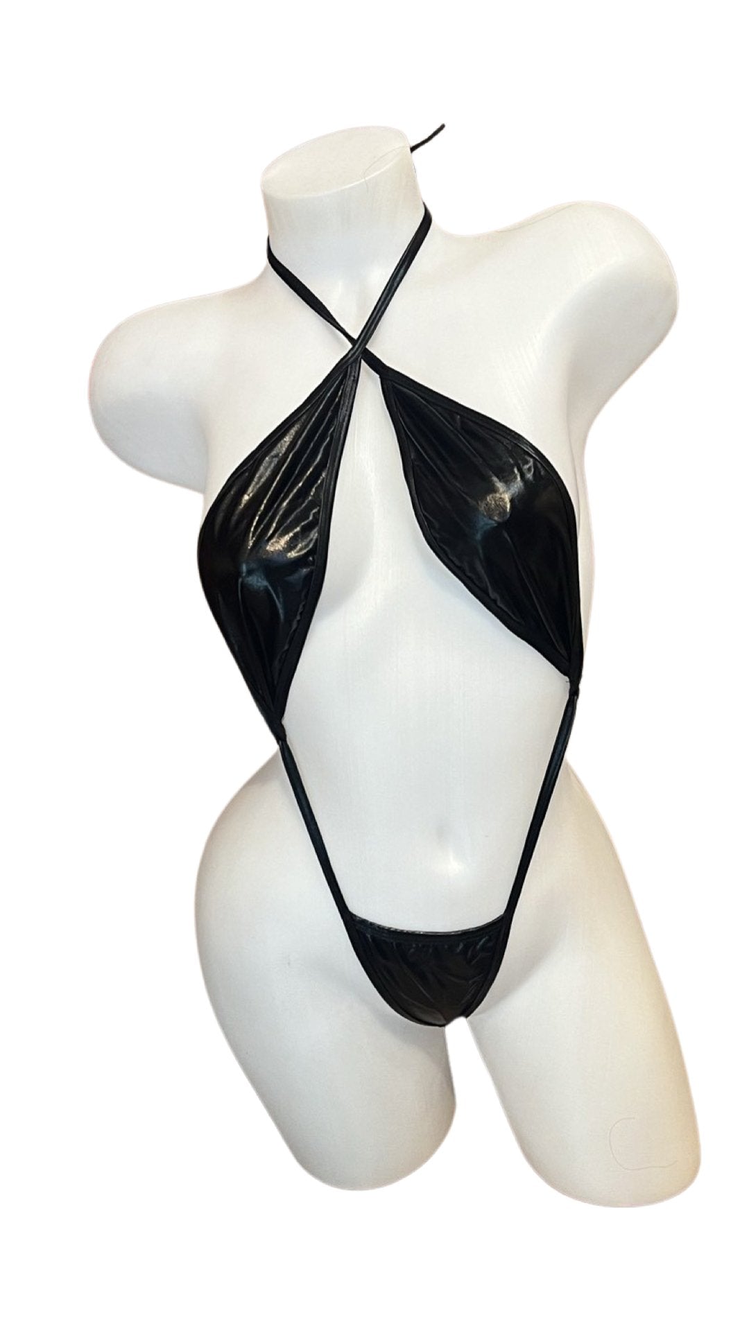 Wet Look Sling Shot Black - Model Express VancouverLingerie