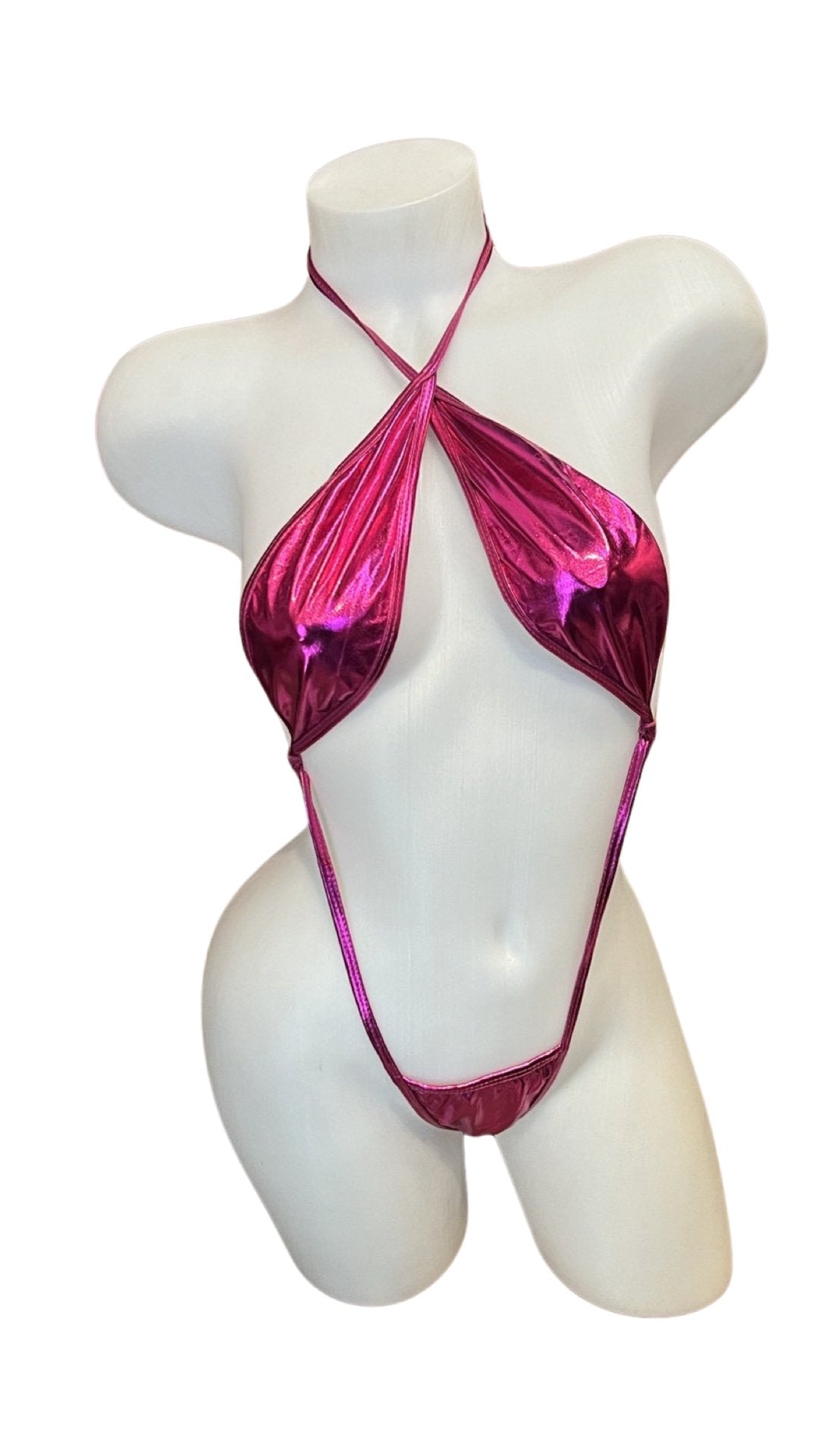 Wet Look Sling Shot Pink - Model Express VancouverLingerie