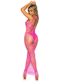 Woven Twist Net Maxi Dress Pink - Model Express VancouverLingerie