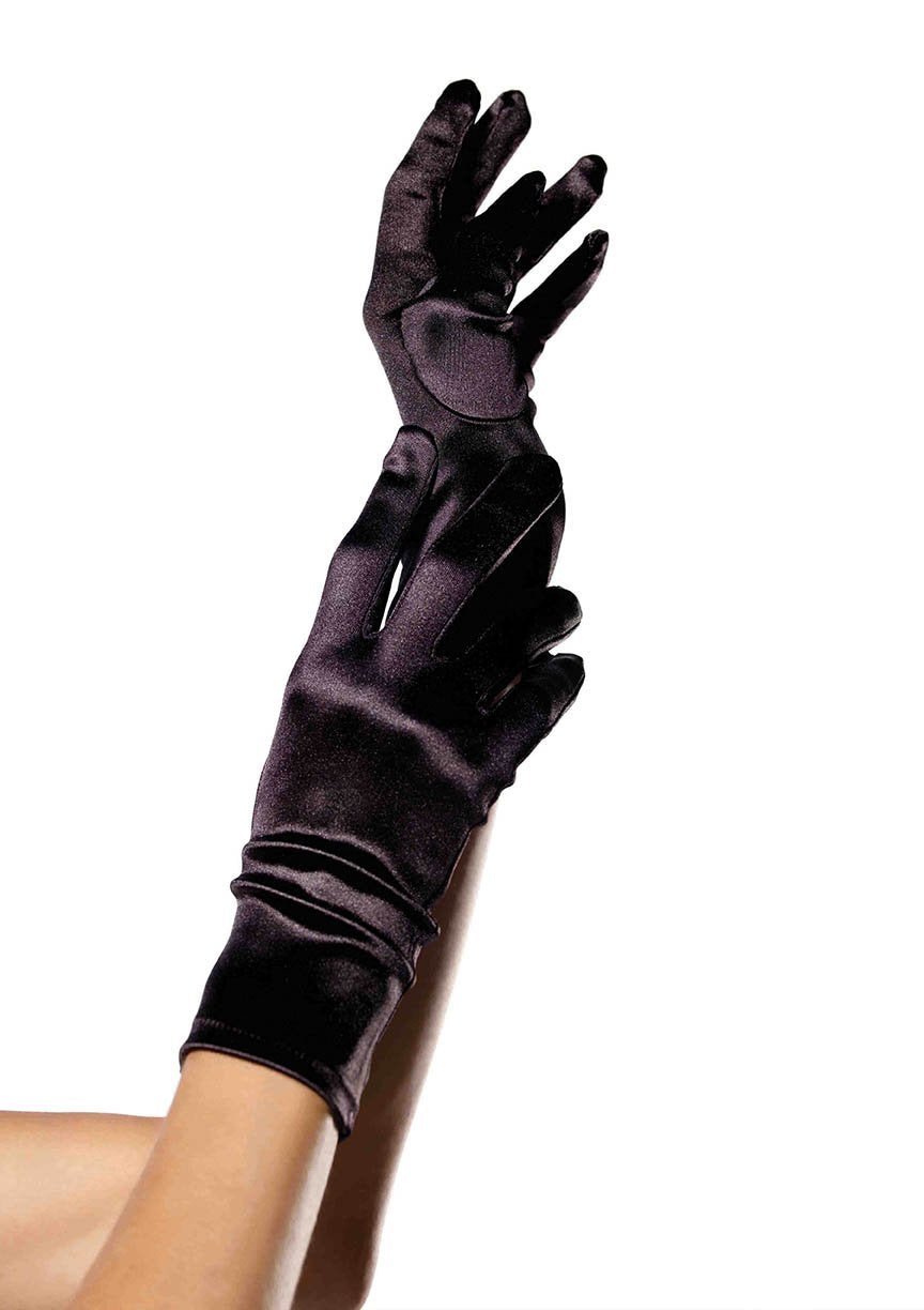 Wrist Length Satin Gloves Black - Model Express VancouverAccessories