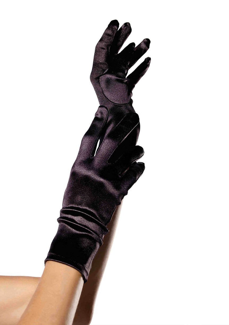 Wrist Length Satin Gloves Black - Model Express VancouverAccessories