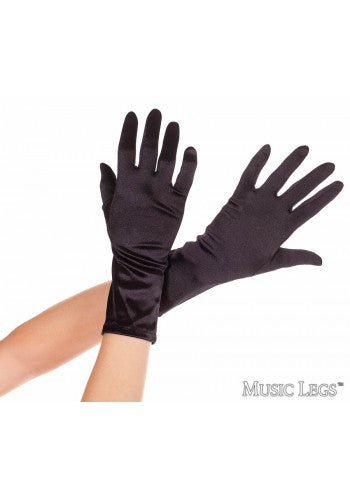 Wrist Length Satin Gloves Black - Model Express VancouverAccessories