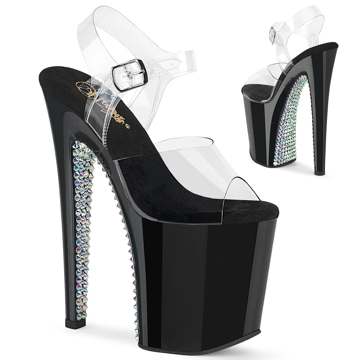Pleasers Xtreme-808Sprs - Clr/Blk-Slv Multi