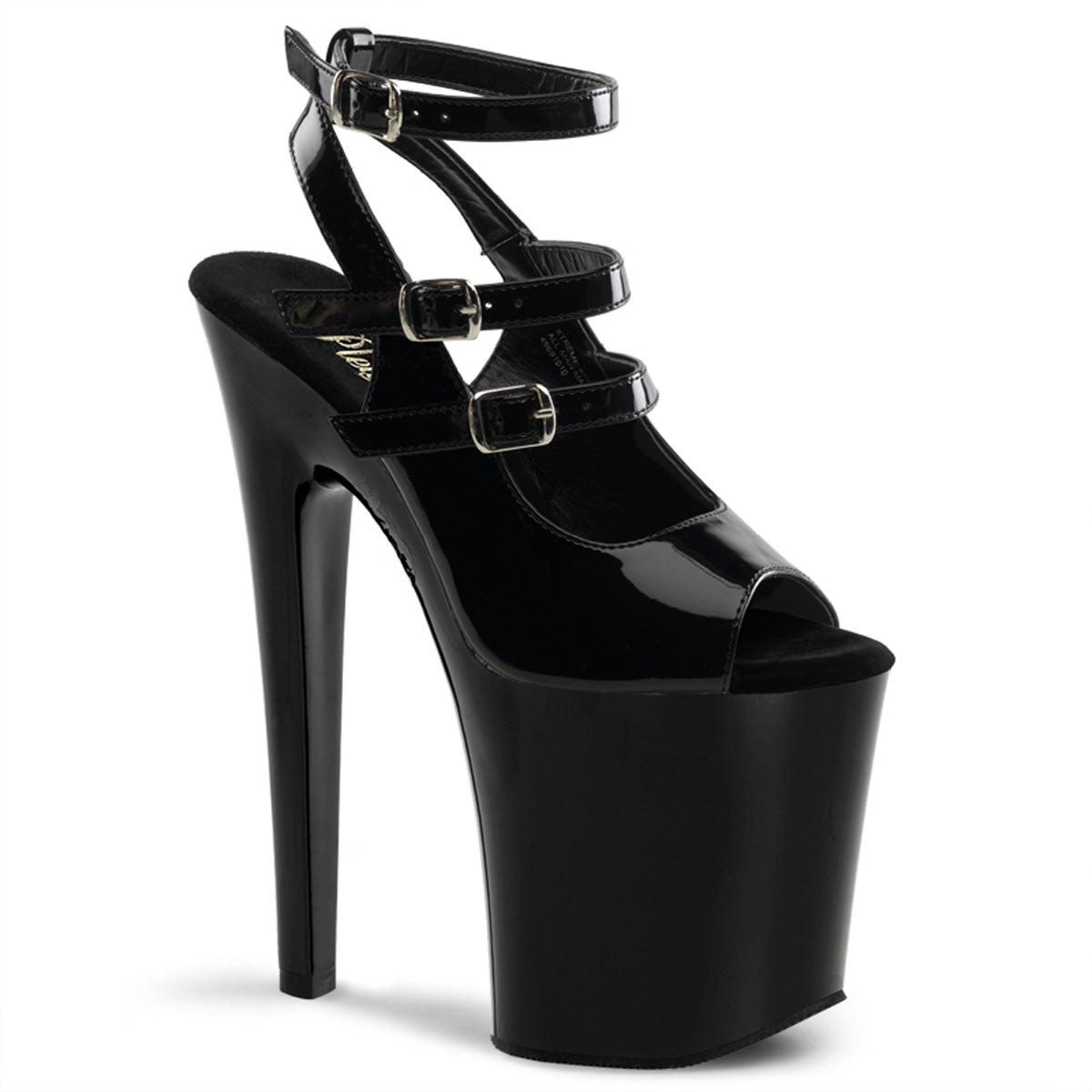 Pleasers Xtreme-873 - Blk Pat/Blk