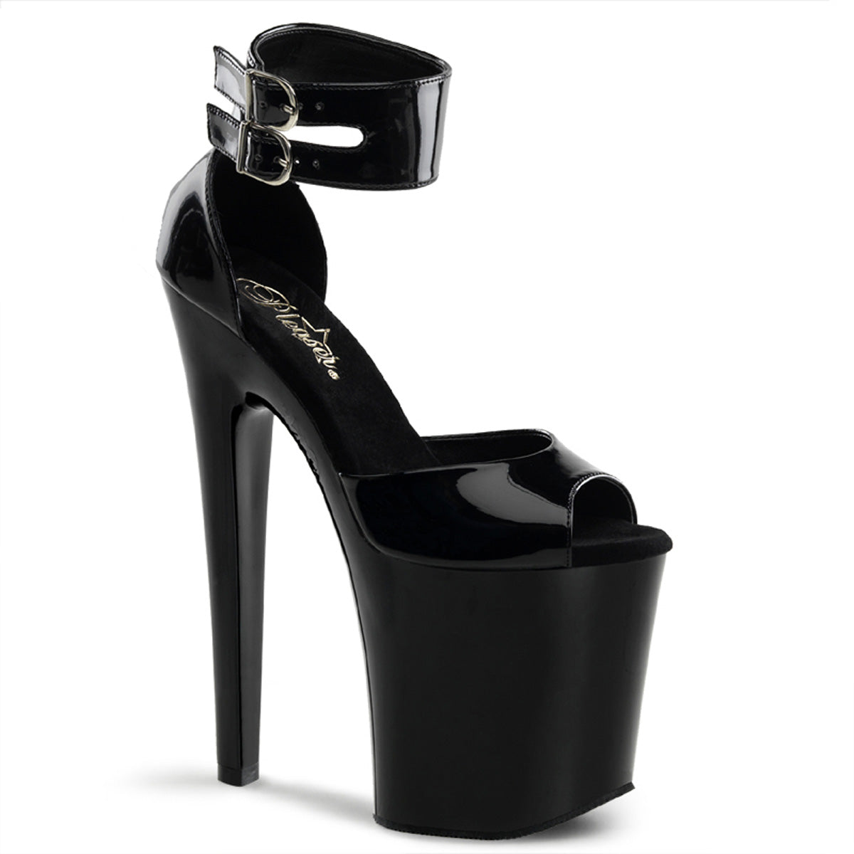 Pleasers Xtreme-875 - Blk Pat/Blk