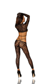 Zebra Fishnet Strappy Bodystocking - Model Express VancouverLingerie