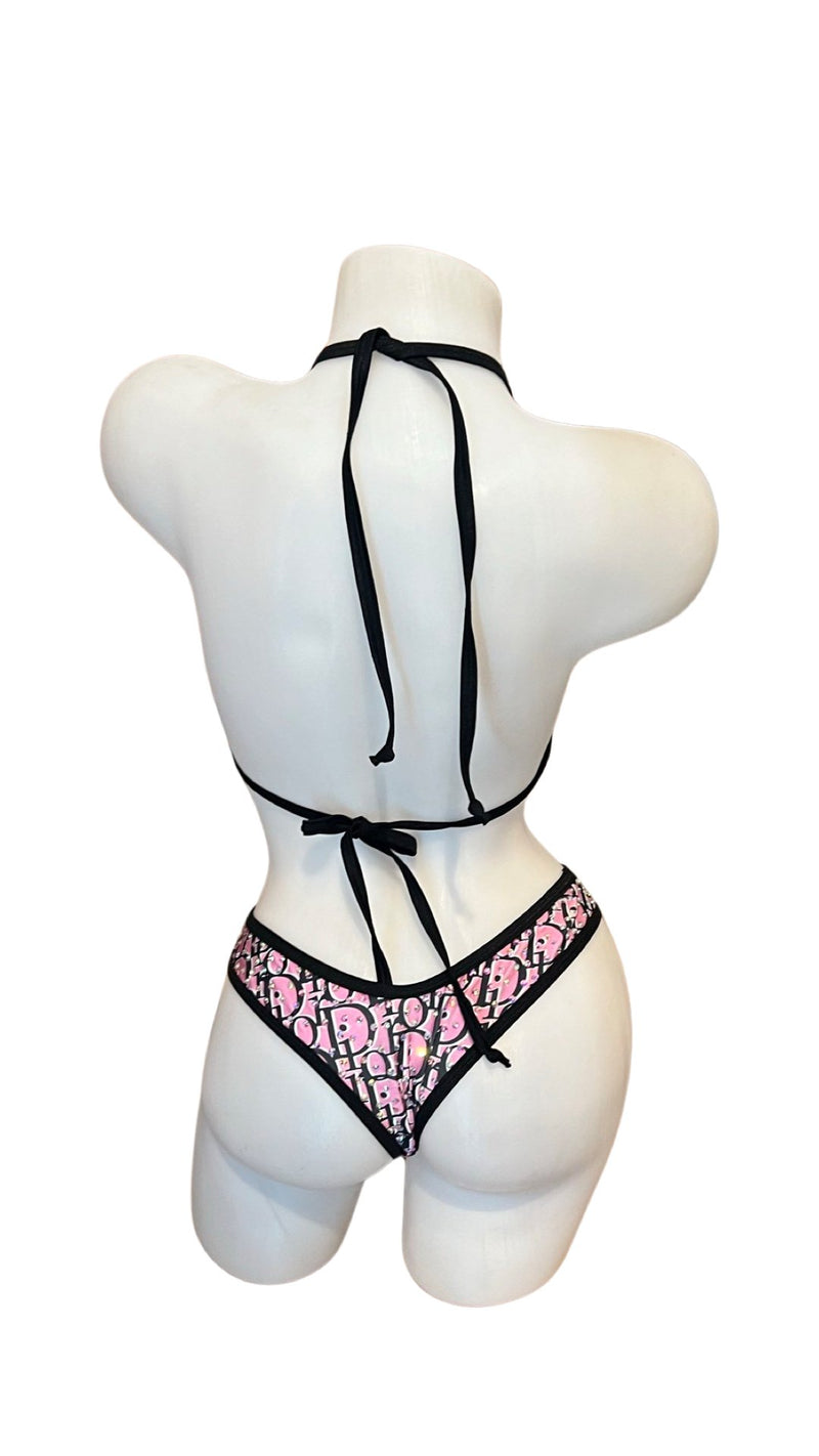 Zig Zag 3 Pc Bikini Set Design Hot Pink/Black - Model Express VancouverBikini