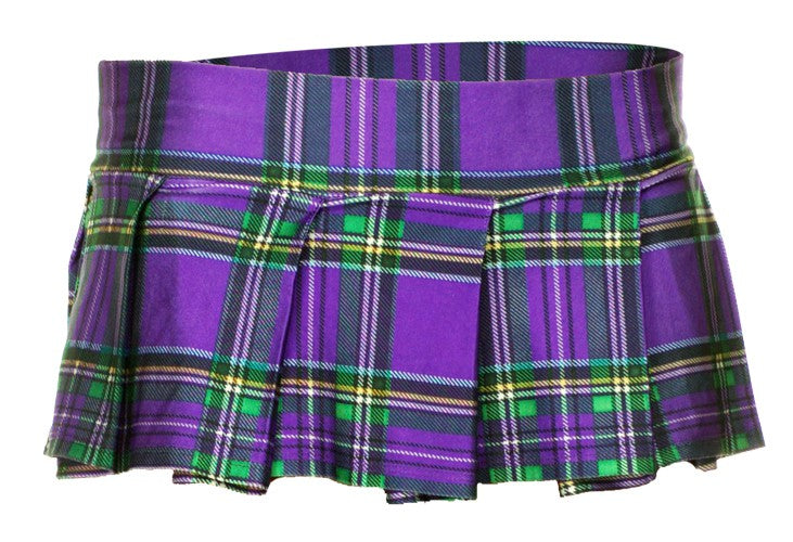Plaid Mini Skirt - Dark Purple - Model Express Vancouver