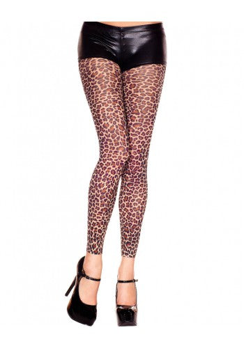 Opaque Leopard Print Footless Tights - Model Express Vancouver