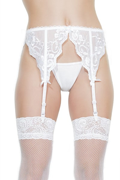 French Lace Garter Belt White - Model Express Vancouver