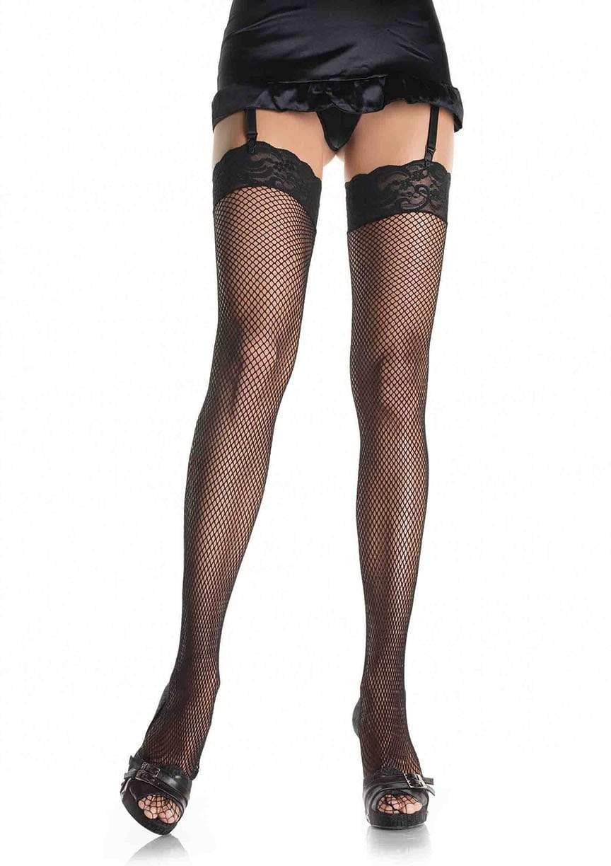 Plus Size Fishnet Thigh Highs with Lace Top - Model Express Vancouver
