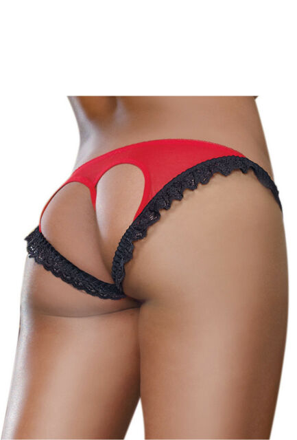 Stretch Lace Panty with Open Back Heart - Red - Model Express Vancouver