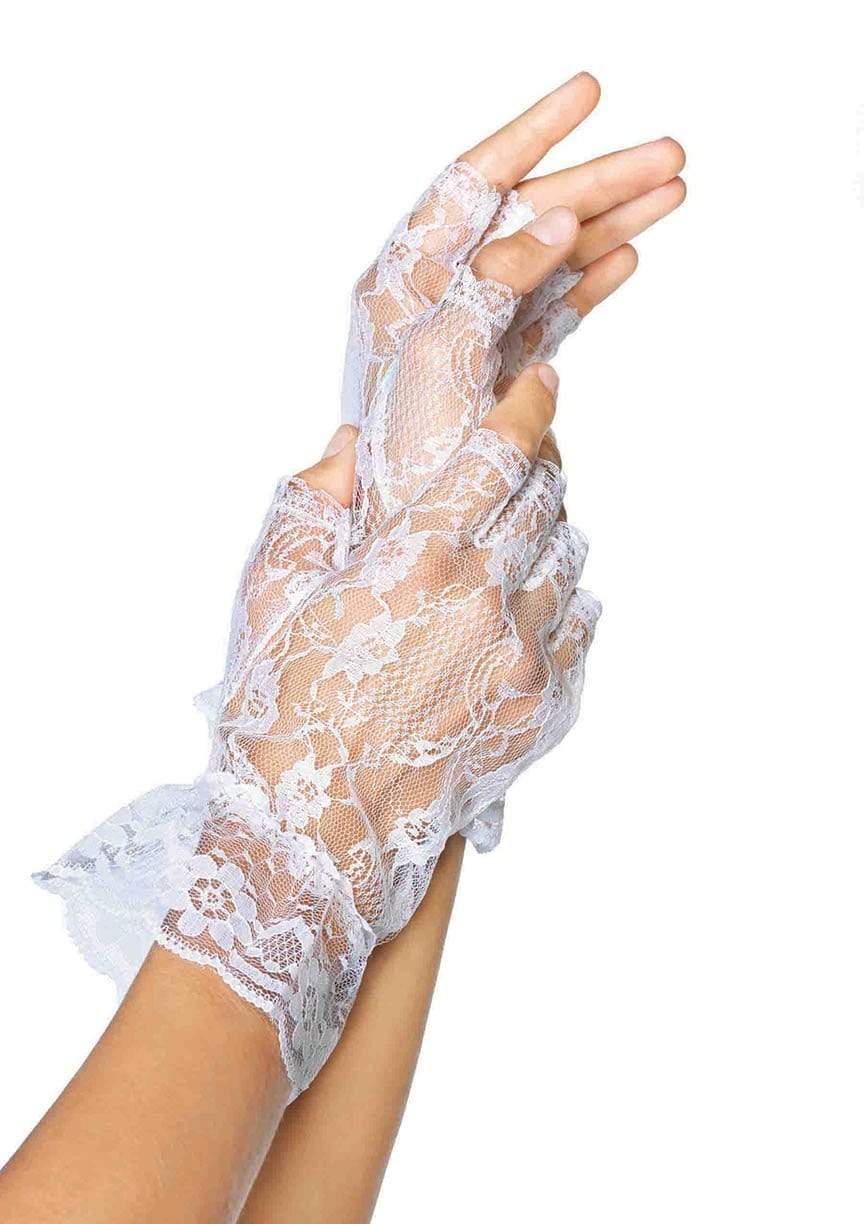 Fingerless Lace Gloves - White - Model Express Vancouver