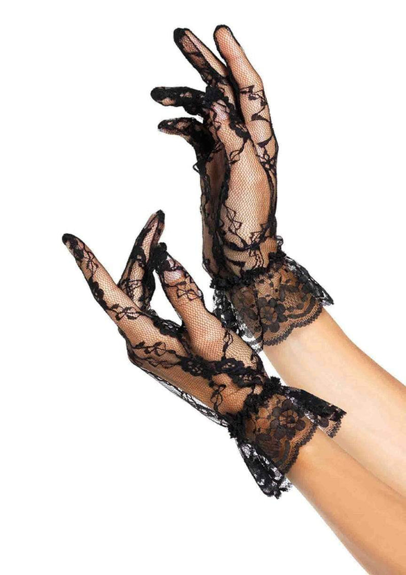 Lace Ruffle Gloves Black - Model Express Vancouver