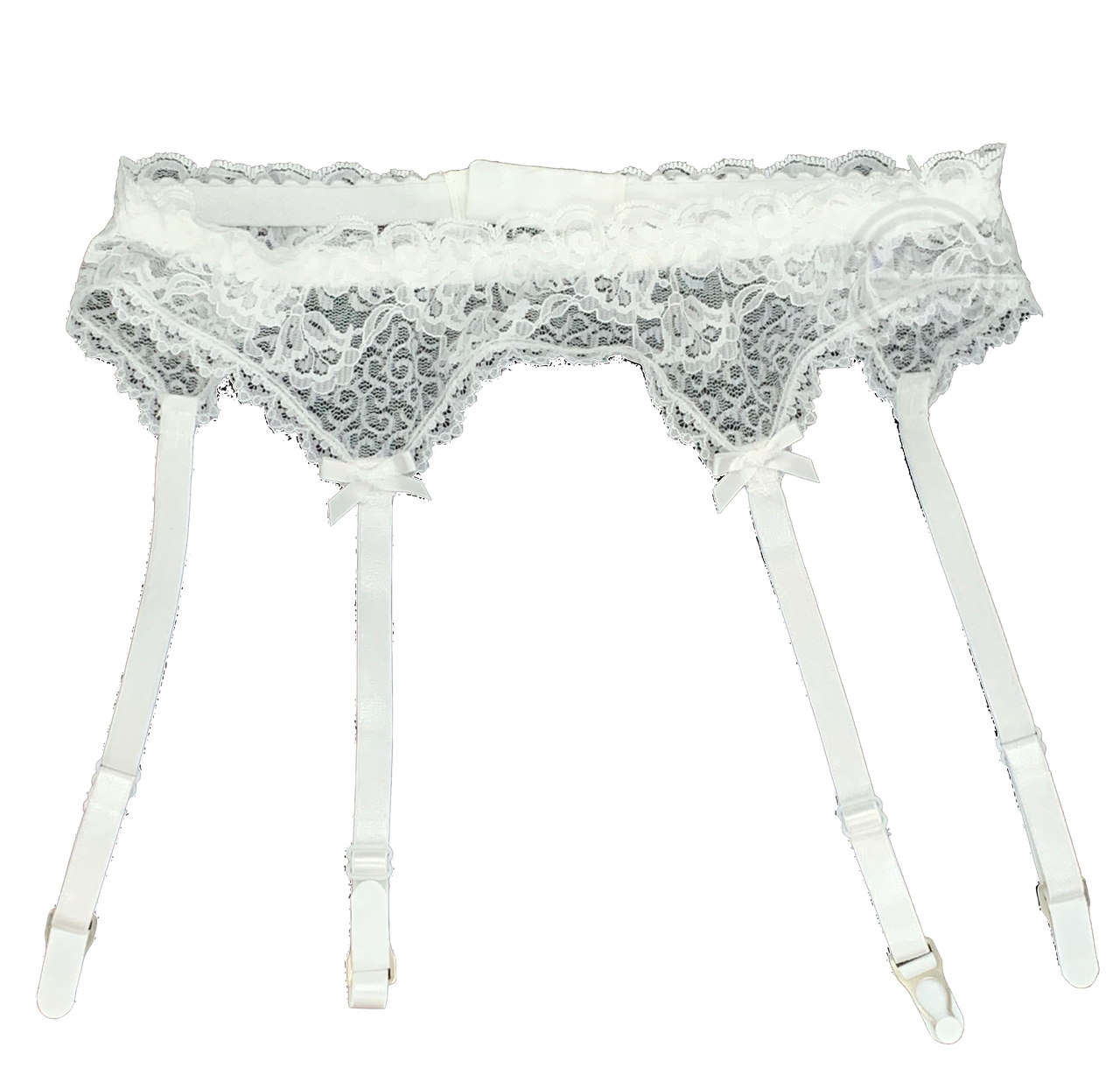 Scalloped Lace Garter Belt - White - Model Express Vancouver
