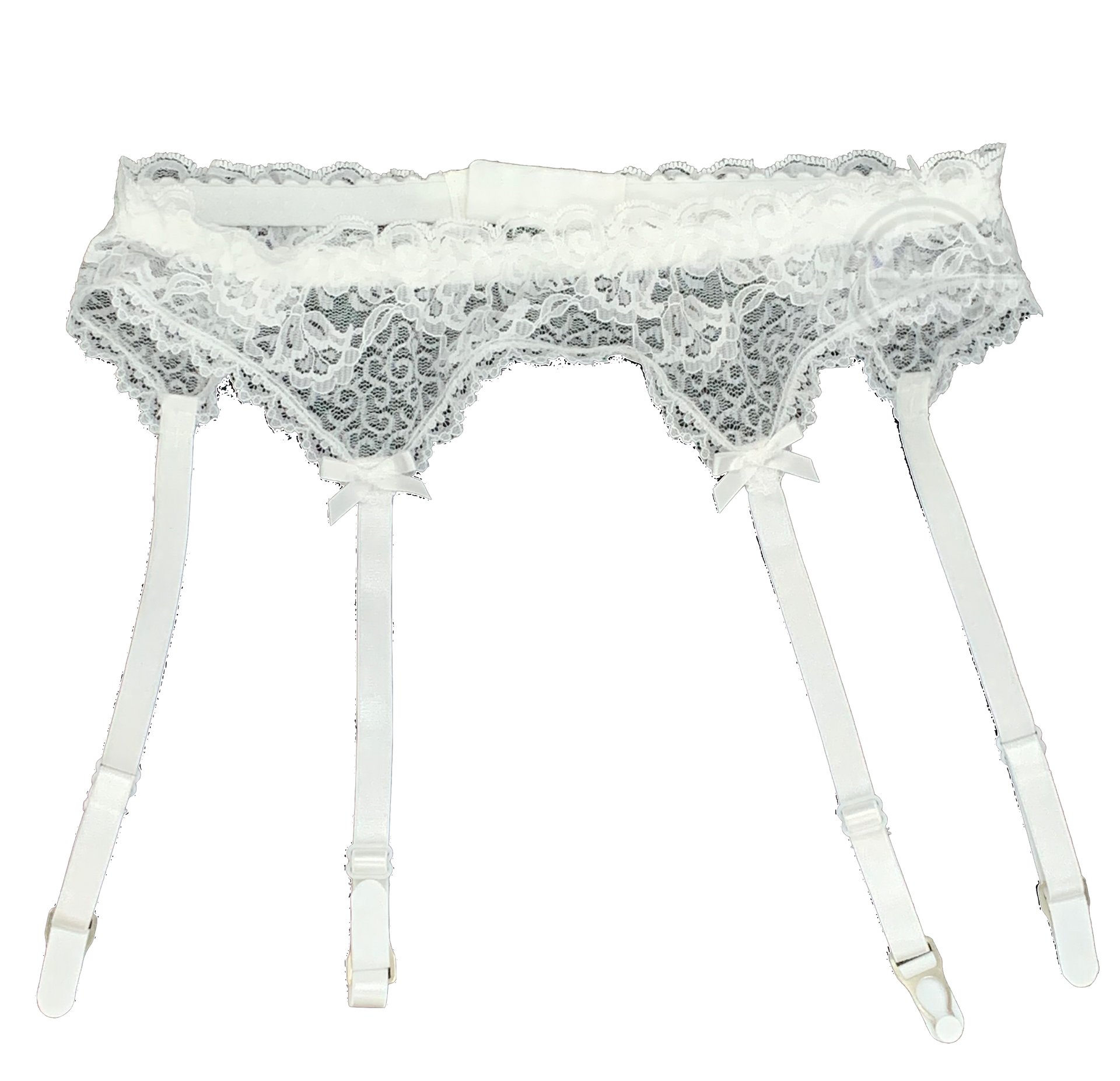 Scalloped Lace Garter Belt - White - Model Express Vancouver