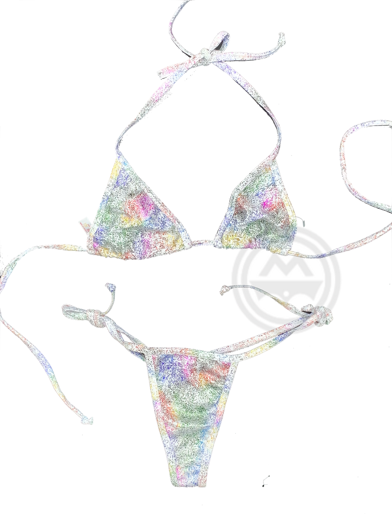 Glitter Spandex 2 Piece Micro Bikini - White - Model Express Vancouver