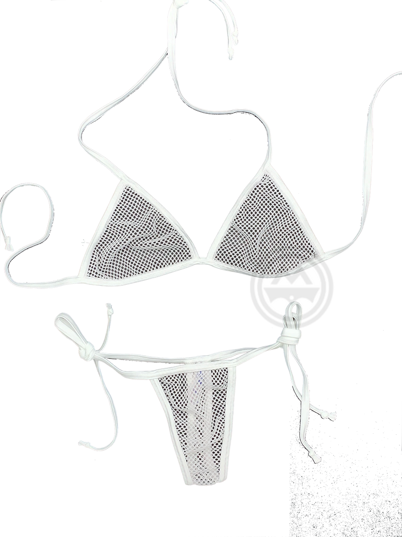 Fishnet Bikini Set - White - Model Express Vancouver