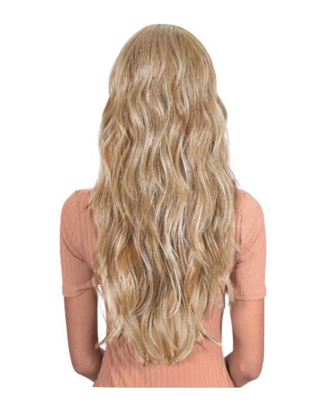 Extra Long Loose Curl Wig with Bangs - Medium Brown/Copper - Model Express Vancouver