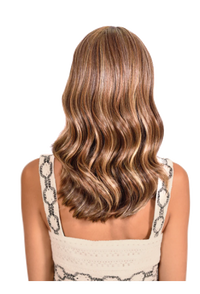 Shoulder Length Loose Curl Wig with Bangs - Ash Blonde - Model Express Vancouver