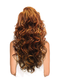 Extra Long Medium Curl Wig with Lace Front - Off Black/Copper Blonde - Model Express Vancouver
