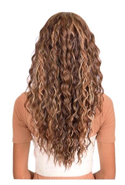 Long Tight Curl Wig with Bangs - Medium Dark Brown - Model Express Vancouver