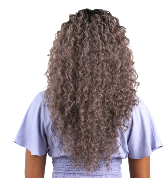 Long Tight Curl Wig with Lace Front - Chocolate Latte - Model Express Vancouver