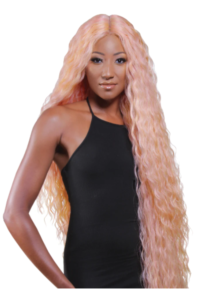 Super Long Tight Curl Wig - Rose Pink - Model Express Vancouver