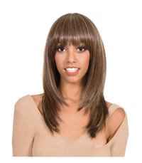 Medium Length Straight Wig with Bangs - Medium Brown/Copper - Model Express Vancouver