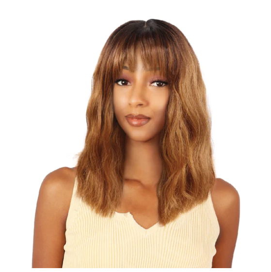 Shoulder Length Loose Curl Lace Front Wig - Medium Brown/Honey