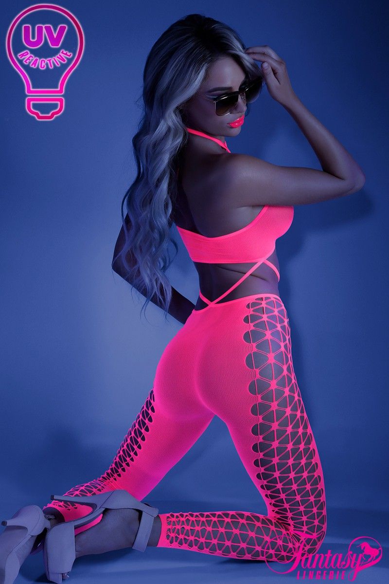 UV Halter Top and Attached Tights Pink