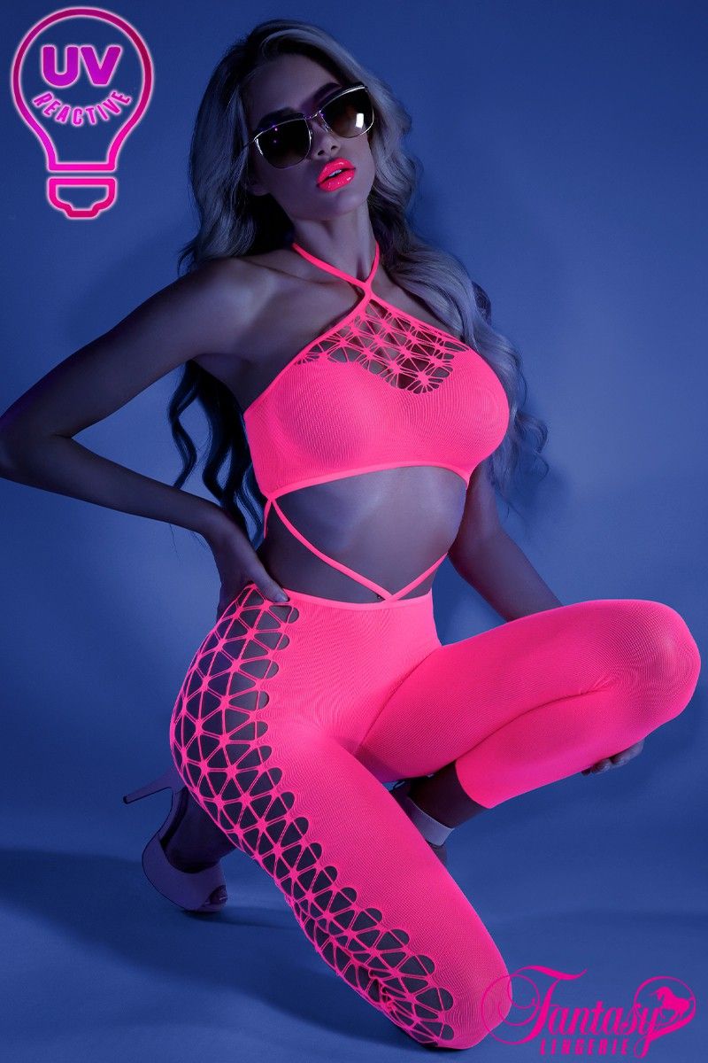 UV Halter Top and Attached Tights Pink