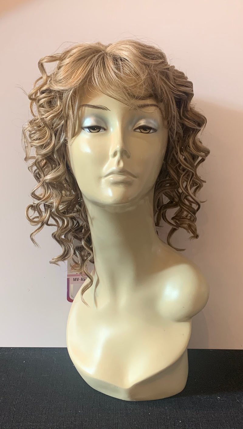Short Curl Wig with Bangs - Ash Blonde - Model Express Vancouver