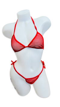 Fishnet Bikini Set - Red