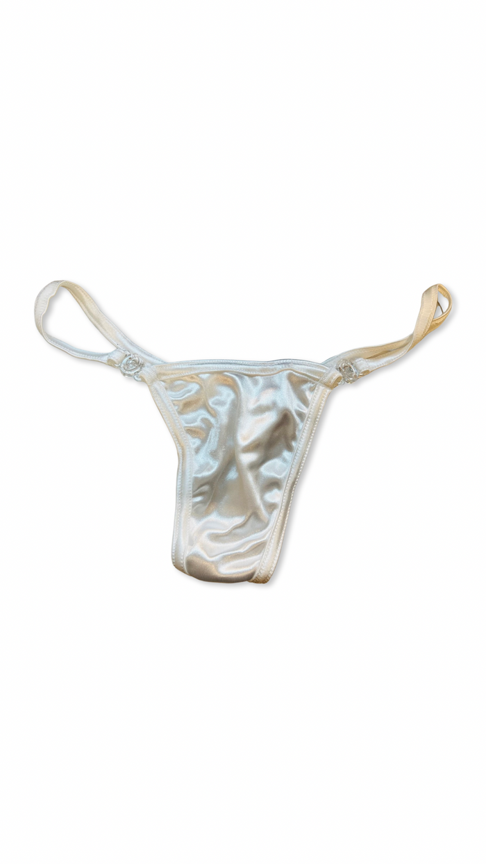 Y-Back G-String with Clips - White
