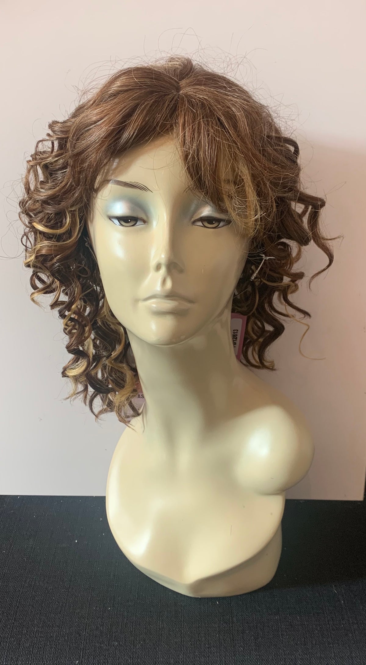 Short Curl Wig with Bangs - Honey Blonde - Model Express Vancouver