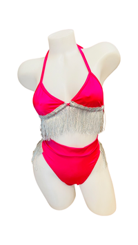 Fringe High Waist Bikini Set Pink