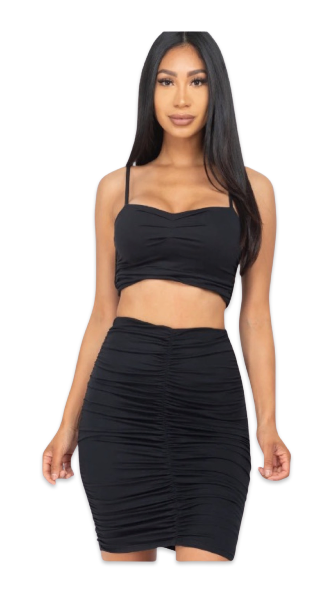 Black crop best sale top and skirt