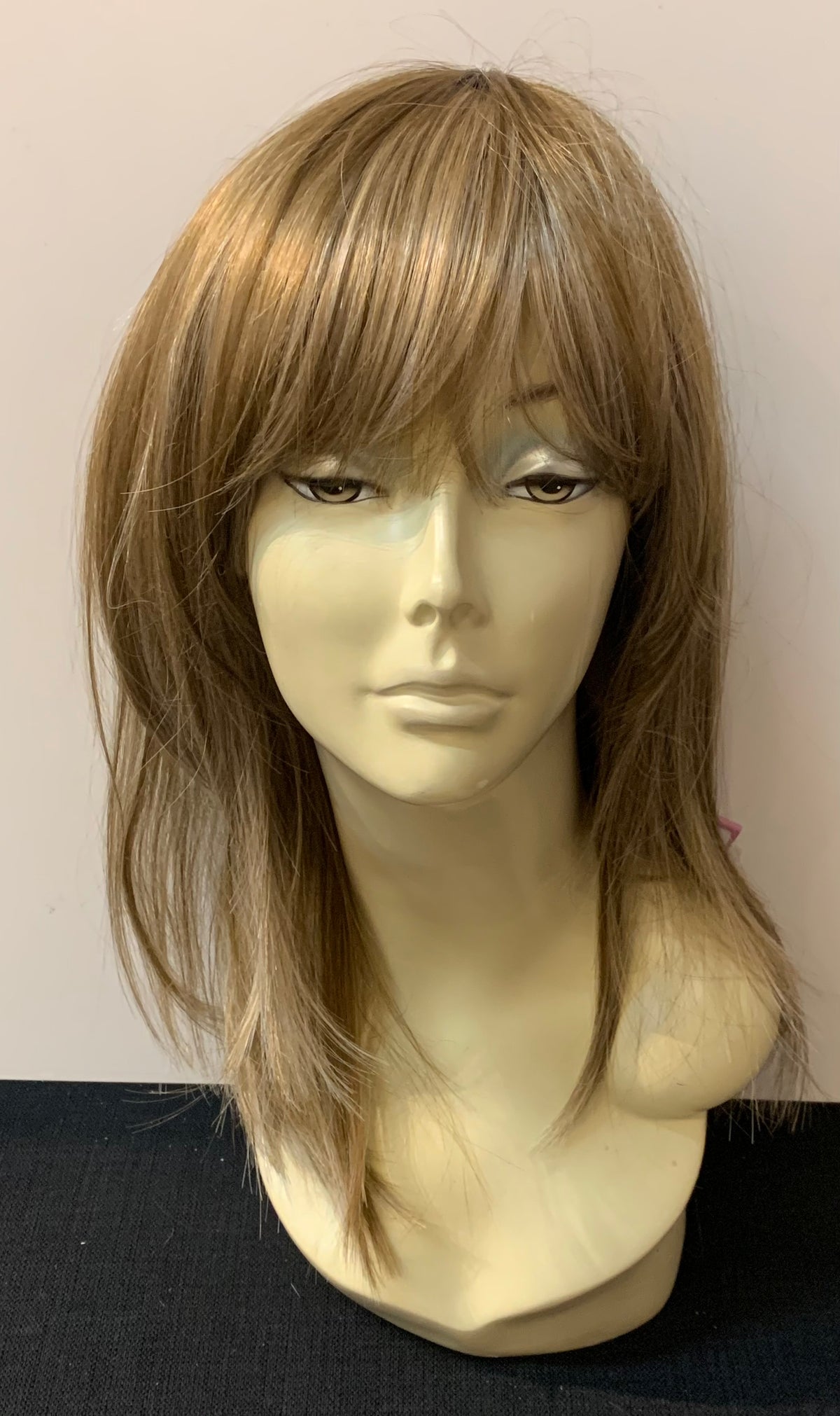 Medium Length Straight Wig with Bangs - Ash Blonde - Model Express Vancouver