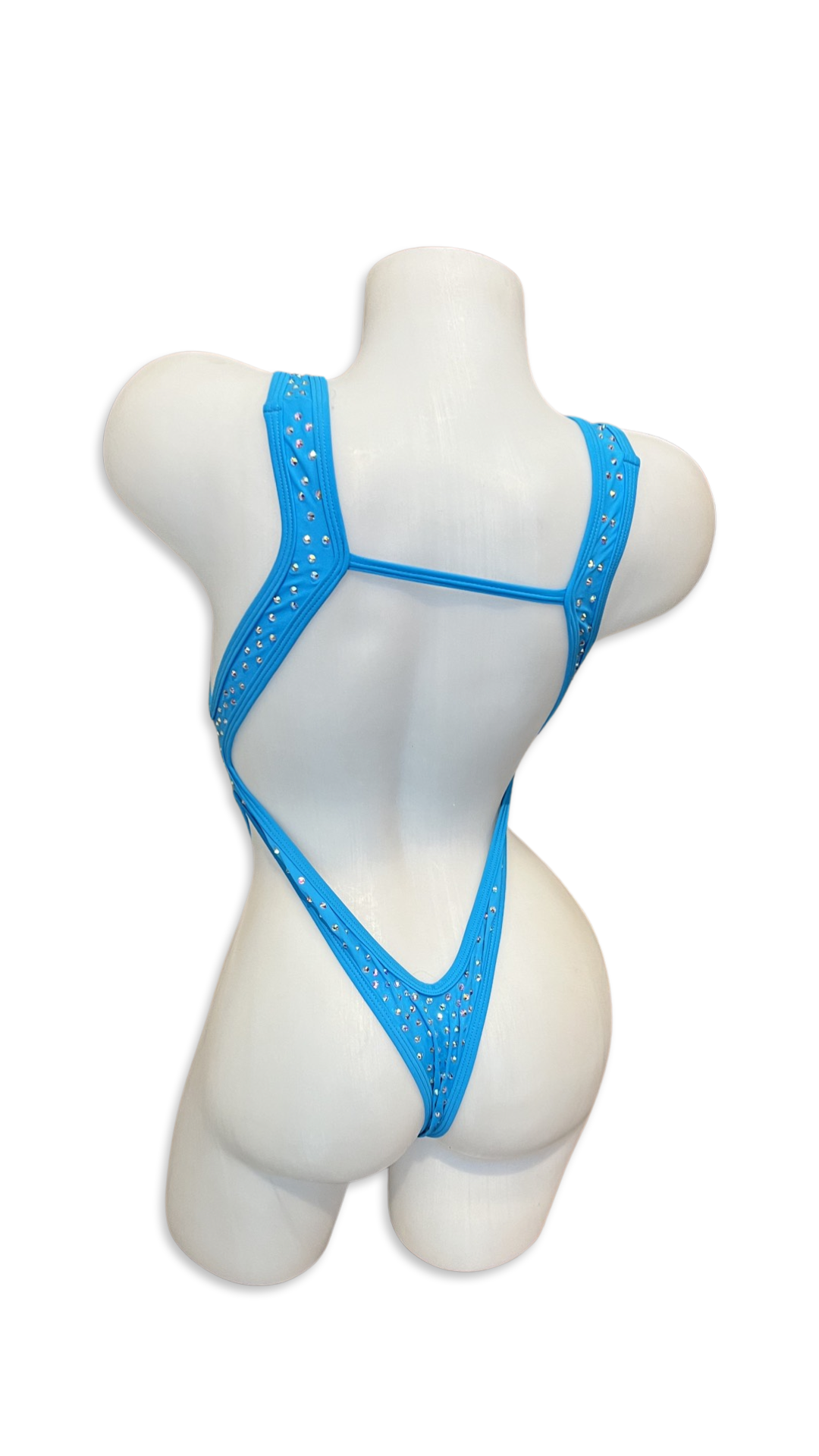 Rhinestone Front Tie One Piece Turquoise - Model Express Vancouver