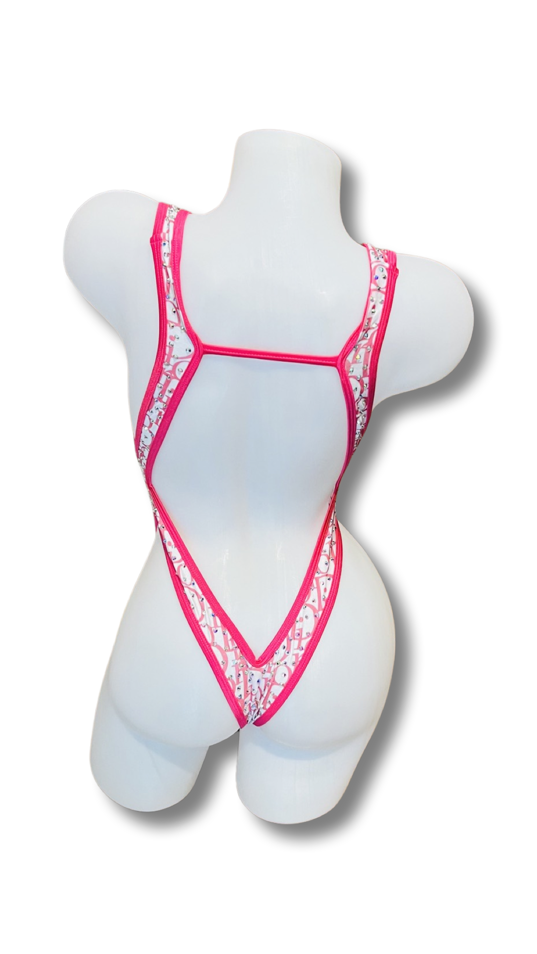 Rhinestone Front Tie One Piece - Design Hot Pink - Model Express Vancouver